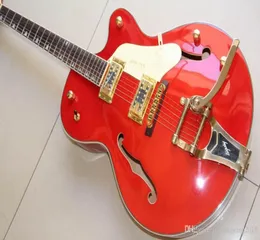 オレンジ色のギターの新しい到着GRETSCHS G6120モデルエレクトリックギターセミホローボディオレンジバースト1207257200878