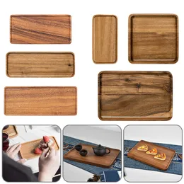 1 pcs acacia in legno che serve il vassoio quadle quadle quadrate colazione sushi snack pane dessert piastra con manico da trasporto facile da trasporto nuovo