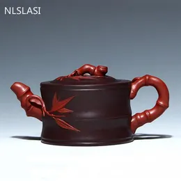 Аутентичный чайный чайный горшок ручной работы бамбука пурпурной глиной чайник сырой руды Красота чайник китайский чайный чай