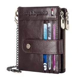 humerpaul Cardholder Wallet Men RFID Genuine Leather Organizer Wallets with Coin Pocket Short Desigh Clutch Purse with ID Window P5Za#