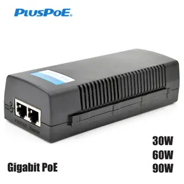 Injetor de poe 30w 60W 90W Adaptador PoE Gigabit Midspan IEEE 802.3BT/AT/AF 10/10/1000MBPS RJ45 48V-55V Fonte de energia Ethernet