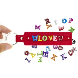 Кожаная кожаная клавиша Keyring с 8 мм слайд -бар подходит для Diy Letters Charms Jewelry