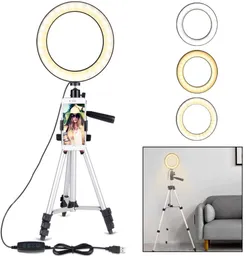 Ring Light with Tripod Stand for YouTube Video and Makeup Mini LED Camera Light with Cell Phone Holder Desktop LED Lamp with 3 Li1108877