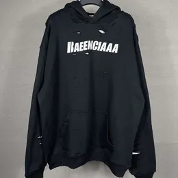 Balya tasarımcısı hoodies erkekler sweatshirt kapüşony balencigaas erkekler parisli süveter klasik sanat delikli baskılar iki parçalı set unisex kapüşonlu uzun kol b7zz