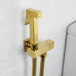 Conjunto de chuveiro Douche Toilet Bidê Kit Bidê Kit de Banheiro Rosa Branheiro Montagem da parede Shattaf Gold brilhante Hole único Hole Cold Water