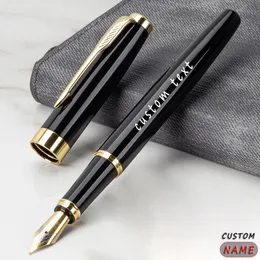 Engraving Custom Fountain Pen Luxury Office Supply School Kit Ink High Quality Personalized Black Metal Gift Set Writing