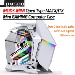 Towers Jonsbo Mod3 Mini Computer Case MATX 게임 e 스포츠 특수 섀시 360 워터 쿨링 5V Argb 램프 효과