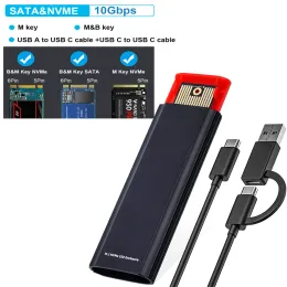 Gehege M2 NVME SSD Case 10gbit / s HDD Box, Dual Portocol M.2 SSD bis USB 3.1 Gehege USB A USB C -Kabel für M.2 SSD 2230 2242 2280