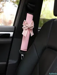 Universal Car Seat Belt Cover Cute Bow Tie Soft Plush Protector Shoulder Pad Styling Car Accessories Pink Princess Bow Decor Car4169958