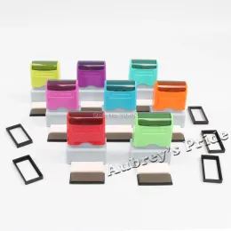 5Pcs Rectangle 13x33mm Mix Color Holder +Rubber Pads+Sponge for Photosensitive Portrait Flash Stamp Machine