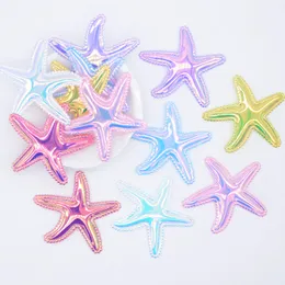 12pcs 58*50 mm Glitzer PU Starfish Applique für DIY -Kuchen -Top -Baby Bastelkleidung Kopfbedeckung BB Clip Accessoire Dekorpatches