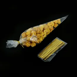 50pcs صافية Cellophane Cane Cone Biscuit Bisaging Bag for DIY حفل عيد ميلاد حفل عيد ميلاد هالوين معالجات عيد الميلاد