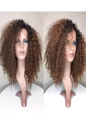 Glueless Ombre Lace Front Brazilian Birzilian Virgin Hair Hair 1BT30 Fashion Kinky Curly Curly Full Lace Hair Hair Hair مع Hair9348078