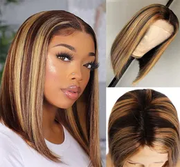 Highlight Bob Wig Ombre Farbe P427 Brazilian Virgin Human Hair 4x1 Spitzenfront -Perücken mit Baby Haar natürlicher Haaransatz9481495