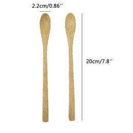 3 6pcs Korean Tableware Wood Cutlery Long Handled Wood Ice Cream Dessert Fruit Mixing Spoons Wooden Coffee Spoons 20cm x 2.2cm