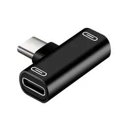 2 in 1デュアルタイプC USB-Cイヤホンヘッドフォンオーディオ充電充電充電アダプタースプリッターXiaomi Samsung用Huawei P30用コンバーター