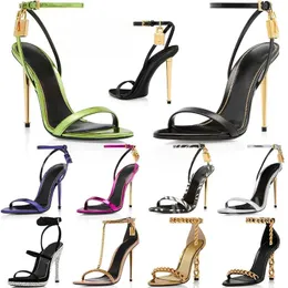 OG Original Tomlies Fordlies Woman Party Elegant and Brand Shiletto Women Shoes Lock Badlock Key Pointy Metal Naked Sandals Shoes Dress Wedding 35-42