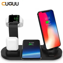 Chargers Qi Wireless Charger 4 i 1 Watch Charger Dock Fit för iPhone Charging Station USB Stand Fast Charging Fit för iPhone 11 12 Pro