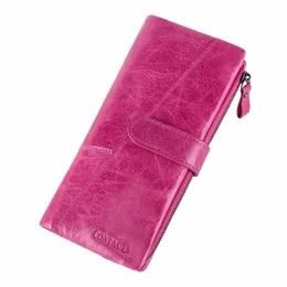 Portfel LG CTACT Fi Najwyższa jakość prawdziwa skórzana portfel Kobiet Portfel karty dla damskiej dużej pojemności torebka 74SH#