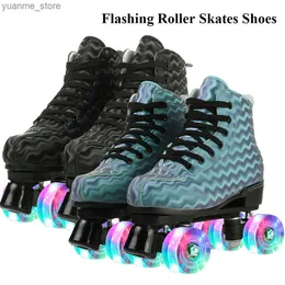 Patins em linha patins piscando patins sapatos quad 4 rodas skate rink treinamento deslizante sliding fila patins ao ar livre unissex crianças adult gi y240419 wiUq