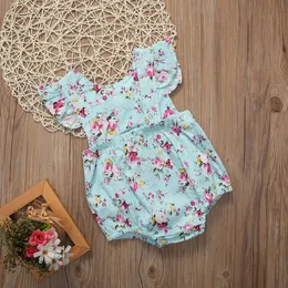0-18m nyfödda barn baby flickor jumpsuits romper spädbarn onesie tryckt blommig solskydd sommarkläder kläder