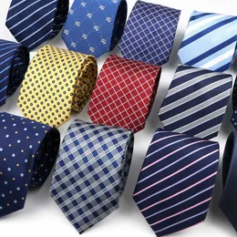 Neck Ties Classic 8CM striped plain polyester jacquard neckline for mens business ties red blue and black high-quality daily wear tiesC240410