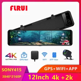 CAR DVR 4K 3840*2160P 12 polegadas CAM DASH WIFI GPS SONY IMX415 VISTA VISTA VISTA TRASEIRA traseira 1440p Câmera do carro Video Recorder Park Monitor