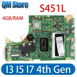 Moderkort V451L Mainboard för ASUS S451L S451LN S451LB S451LA S451 R451L K451L Laptop Motherboard With I3 i5 i7 UMA/PM 4GB/RAM/RAM