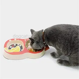 Pet Akita Bowl Bamboo Fiber Double Cat Bowls Food+Water Dog Leader Anti-Slip Kitty Plate Puppy Cats Catlery Rsskiy T