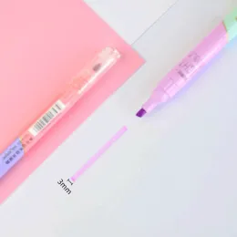 6 pezzi Penne di evidenziatore a doppia punta Kawaii Candy Color Manga Marker fai -da -te Pastel Highlighter Set di cancelleria coreana