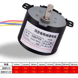 50KTYZ 6W 영구 자석 동기 모터 AC 220V 110V 기어 감속기 속도 1-110RPM 포워드 CW CCW 전기 시각화