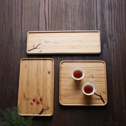Vassoio da tè in bambù a mano dipinti a mano semplice vassoio per tè piccolo tè da tè set da tè accessori per tè Office e vassoio per tè per la casa