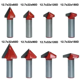 Shk 6mm 8mm 12,7 mm 3d V Bip incisione CNC Bit router per mulino per ginnastica per tungsteno in legno MDF Woodworking 60/90/120/150 grading Cutter