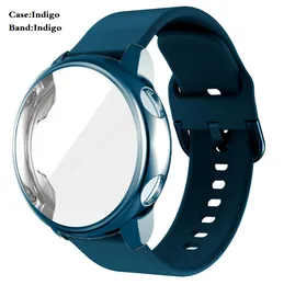 2Pack Strap+Case för Samsung Galaxy Watch 4 5 6 47mm 43mm Active 2 44mm 40mm Full Cover Silicone Smart Watchband Armband