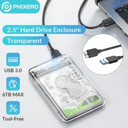 العلبة Phixero 2.5 بوصة SSD مربع تخزين مربع HDD Case SATA USB 3.0 TYPE C CASE DRIV