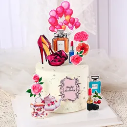 13 pezzi di trucco torta di compleanno toppers sexy tacchi alti profumi bottiglia cupcake topper gilrs decorazioni per torta di compleanno di compleanno