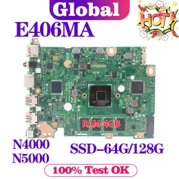 Placa -mãe da placa -mãe E406 E406M E406MA L406MA E406MAS LAPTOP MOMINA N4000 N5000 4GBRAM SSD64G/128G Placa principal