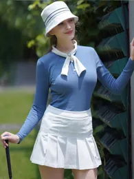 2022 Summer Golf Wear Женщины ребра, дамы, гольф -мини -юбка дышащие стройные спортивные рубашки 2 куски