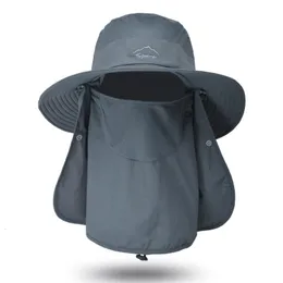 Summer Quick Dryng UV Protezione UV Fisherman Cappuggente Cap Copertura per la pesca per esterni per la pesca Rimovibile uomo Visita Hat Women Hat240410