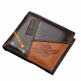 Gubintu Genuine Leather Men Walets Pocket Zipper Carteira de couro masculino real com moeda de alta qualidade Purse Male Eagle Cartera y8tu#