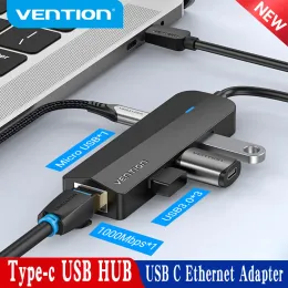 허브 USB C HUB 100/1000MBPS 3 포트 USB 3.0 유형 C 허브 USB에서 RJ45 기가비트 이더넷 어댑터를위한 기가비트 이더넷 어댑터
