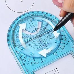 Studenter multifunktionella geometriska linjal Geometrisk ritmall Mätverktyg för ritning av härskare skolkontorstillförsel