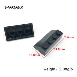 Ziegelneigung 2x4 (45 °) mit rauen Oberflächenbausteinen Moc -Teile Spielzeug für DIY -Hausdachdach -kompatibler 3037 50pcs/Los