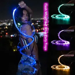 LED Rave Toy LED Fiber Optic Whip 360 Super Bright Light Up Rave Toy Edm Pixel Flow Lace Dance Party Disco Dance Whips 240410