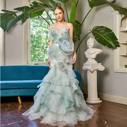 Urban Sexy Dresses Ruffle Prom Dresses Sweetheart Flower Tulle Dress Mermaid Long Floor Evening Dress With Train Elegant Woman Dress Plus Size 24410