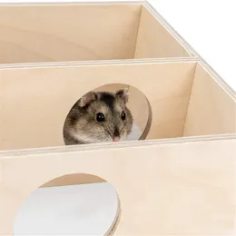 Hamster ahşap ev çıkarılabilir çatı küçük evcil hayvanlar için cüce hamster kafes aksesuarları için kolay habitat dekor temizlemek