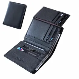 men's wallet Genuine Leather Wallets For Men Coin Purse Vertical Credit Card Holder Mey Bag p1hB#