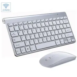 Combos Russian versão 2.4g Teclado e mouse sem fio, ergonomia, tamanho portátil, interface USB, High -End Silver White