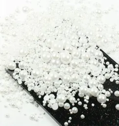 1000pcs Mixed Size 210mm White color Flatback Half Round Pearls For Craft Cell Phone DIY9094679
