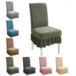 Stol täcker mat stretchig täcke avtagbara slipcovers med ruffle kjol elastisk antidirig köksäte